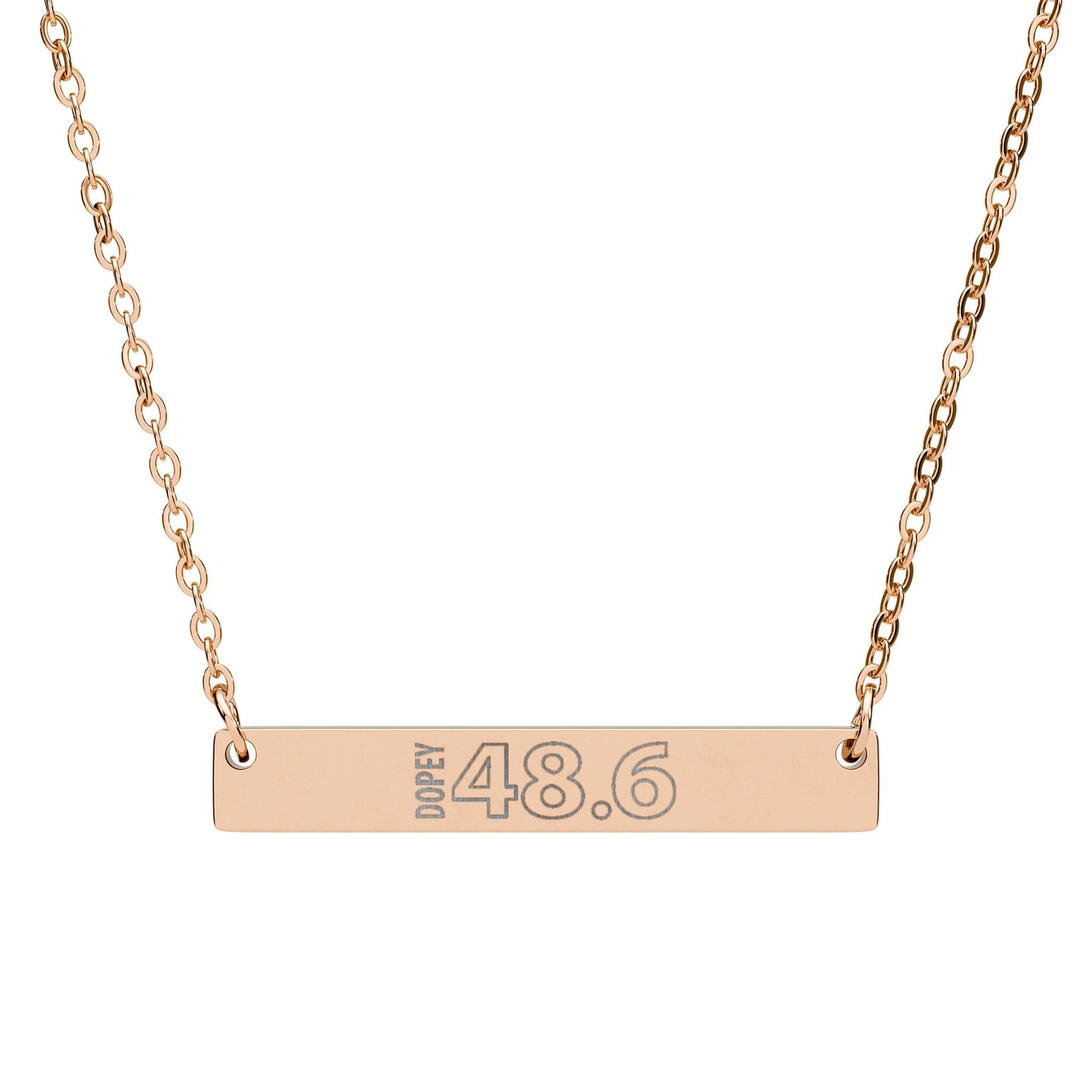 Dopey 48.6 Bar Necklace | Horizontal Engraved Pendant