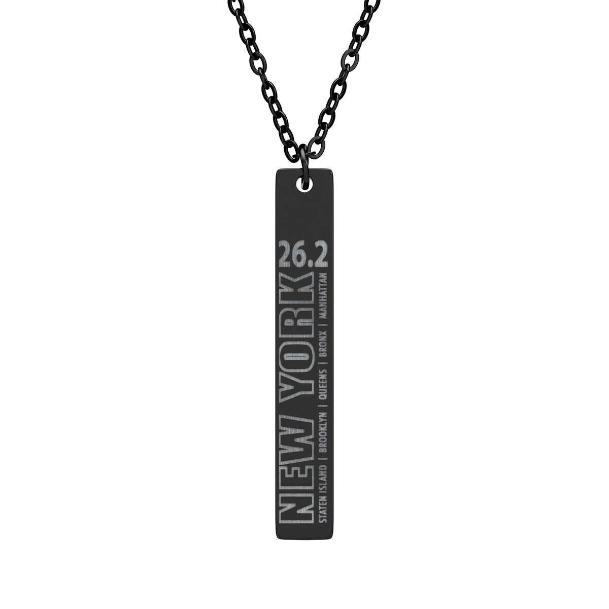 NYC 26.2 Vertical Bar Necklace, Engraved Jewelry for Runners, Motivational Gift, Marathon Necklace