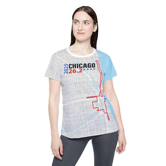 Women's 2025 Chicago 26.2 Map Sports Jersey - Running Apparel, Fitness Gift, Athleisure Top, Race Day Gear, Sportswear for Runners