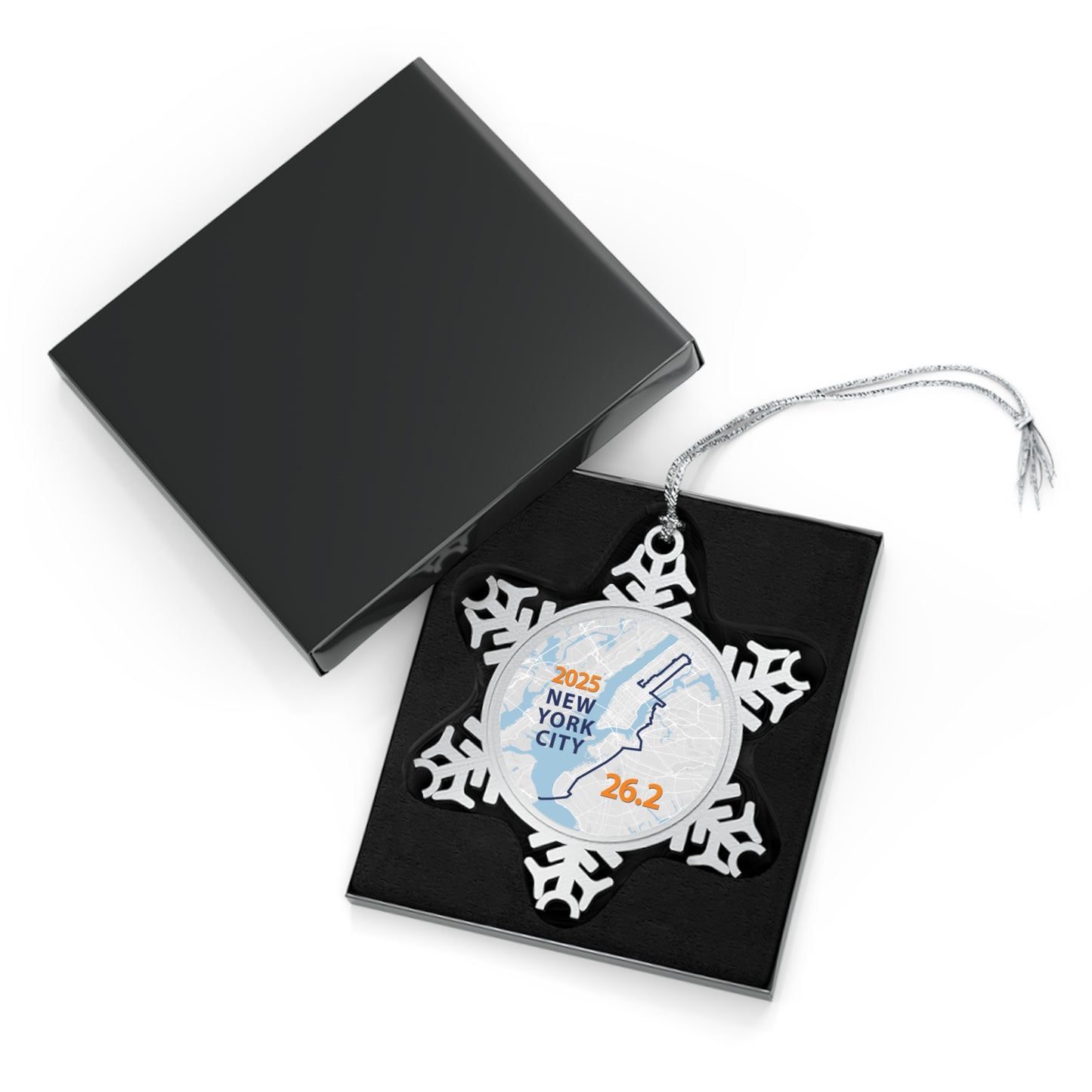 2025 NYC 26.2 Custom Pewter Snowflake Ornament