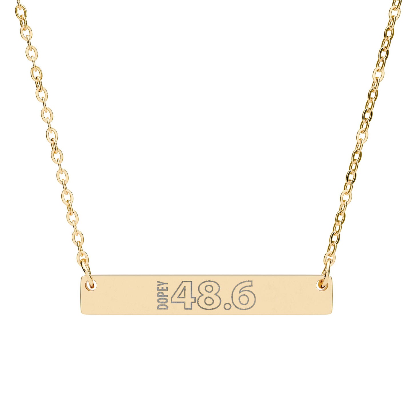 Dopey 48.6 Bar Necklace | Horizontal Engraved Pendant