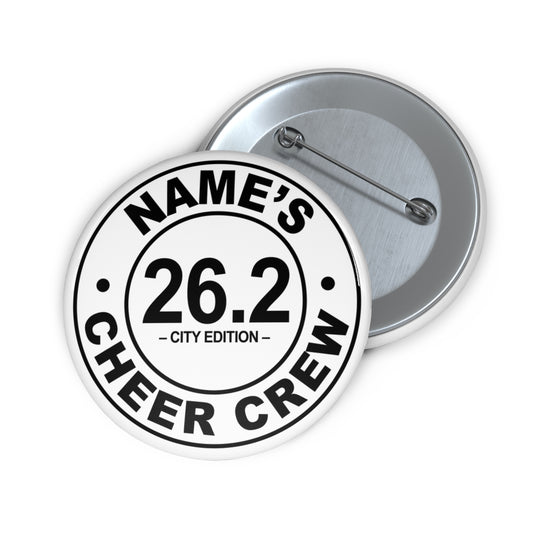 Personalized Cheer Crew Pin Buttons, Runner Gifts, Custom Name Badges, Marathon Accessories, Fun Event Pins, Race Day Celebration