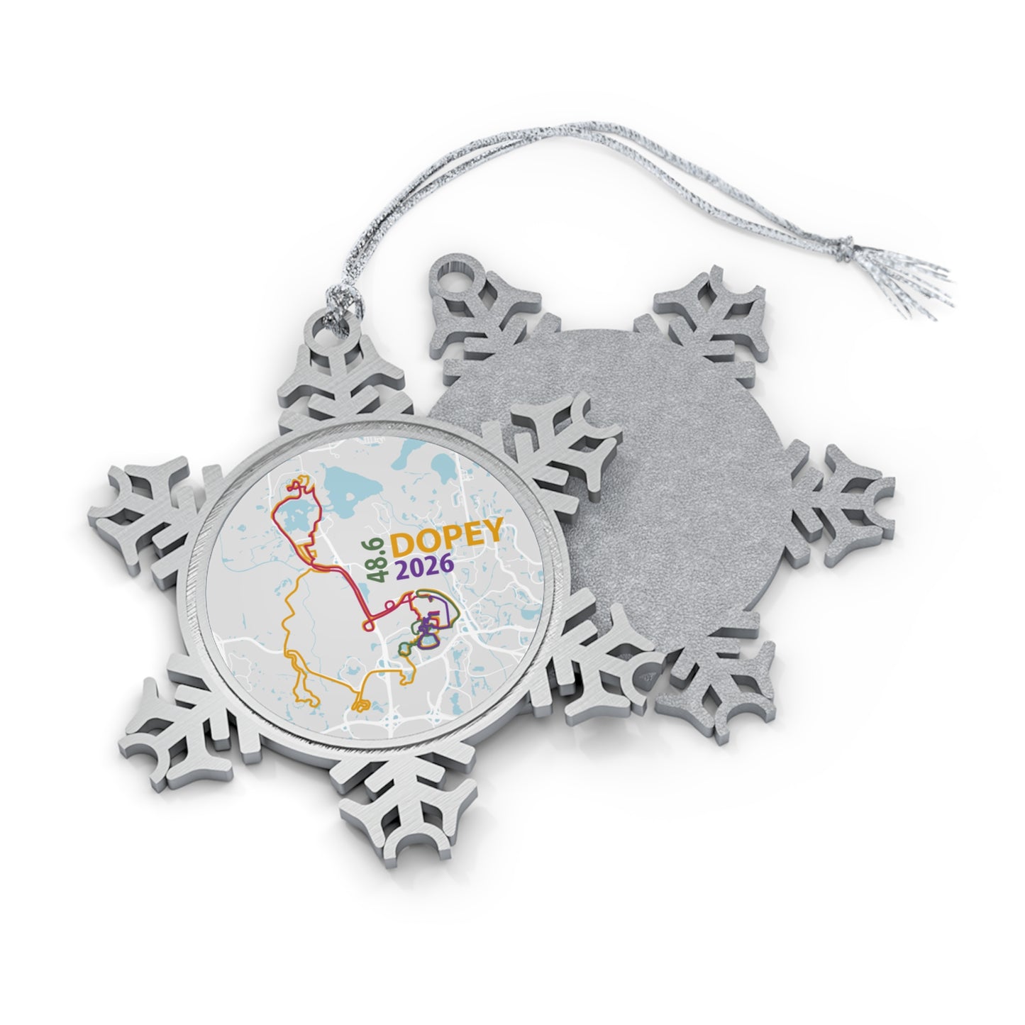 2026 Dopey 48.6 Pewter Snowflake Ornament, Winter Holiday Decor, Personalized Gift, Runner Keepsake, Festive Home Accent
