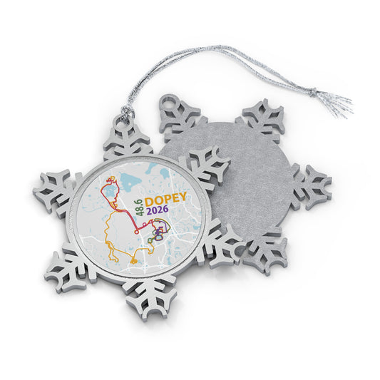 2026 Dopey 48.6 Pewter Snowflake Ornament, Winter Holiday Decor, Personalized Gift, Runner Keepsake, Festive Home Accent
