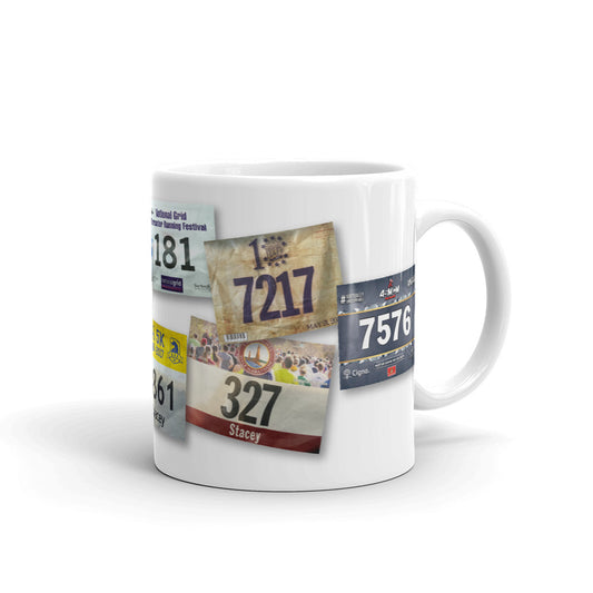 Custom race bib mug