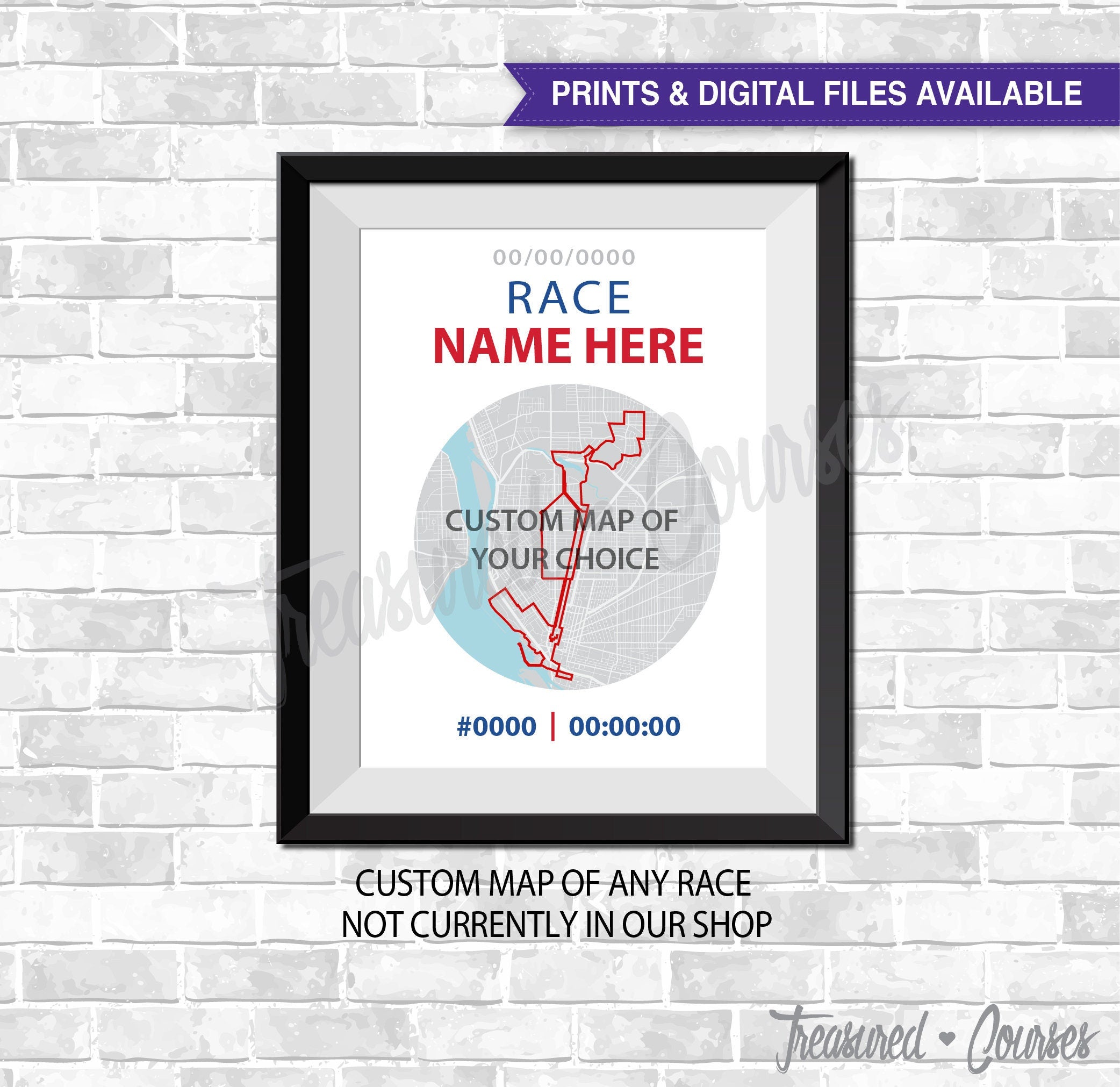 Custom Race Map, Digital File & Print options available – TreasuredCourses