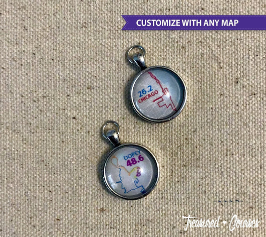 Custom Race Map Charm, Marathon, 26.2, Half Marathon, Dopey, Boston, NYC, 13.1, bangle, race bracelet
