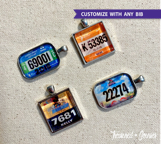 Large Custom Race Bib Charm, Marathon, 26.2, Half Marathon, Dopey, Boston, NYC, 13.1, race charm, running gift, running jewelry